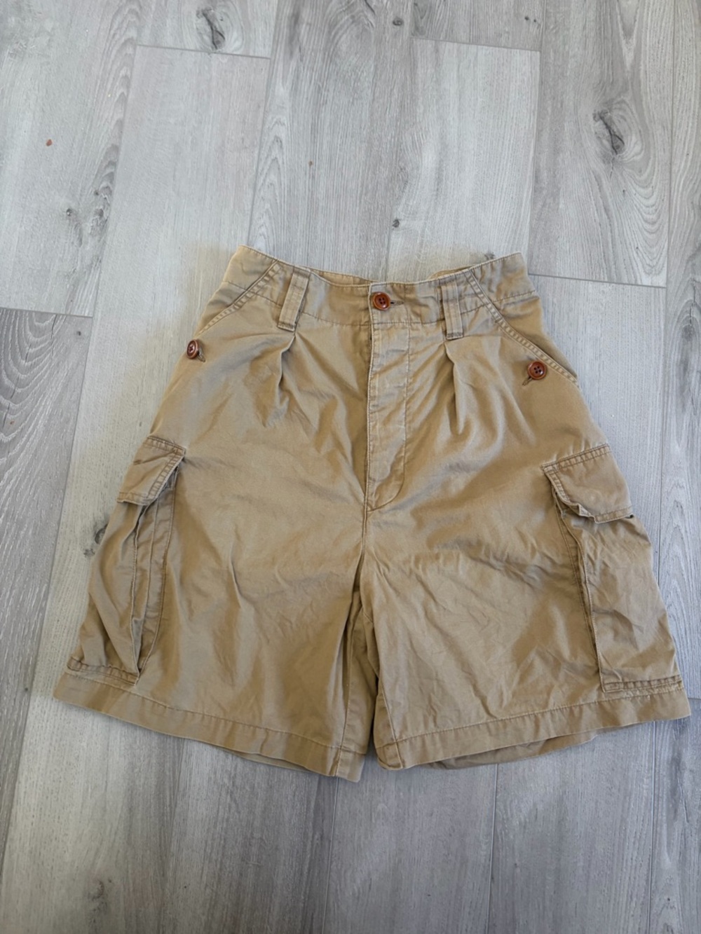 Vintage Ralph Lauren Country Cargo Shorts Khaki 100% Cotton Size 4 Made in HK